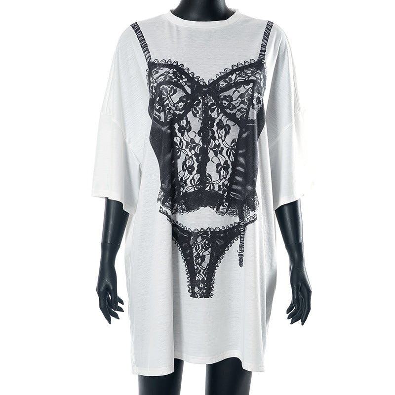 T-shirt imprimé dentelle graphique femme Berg-Feldt