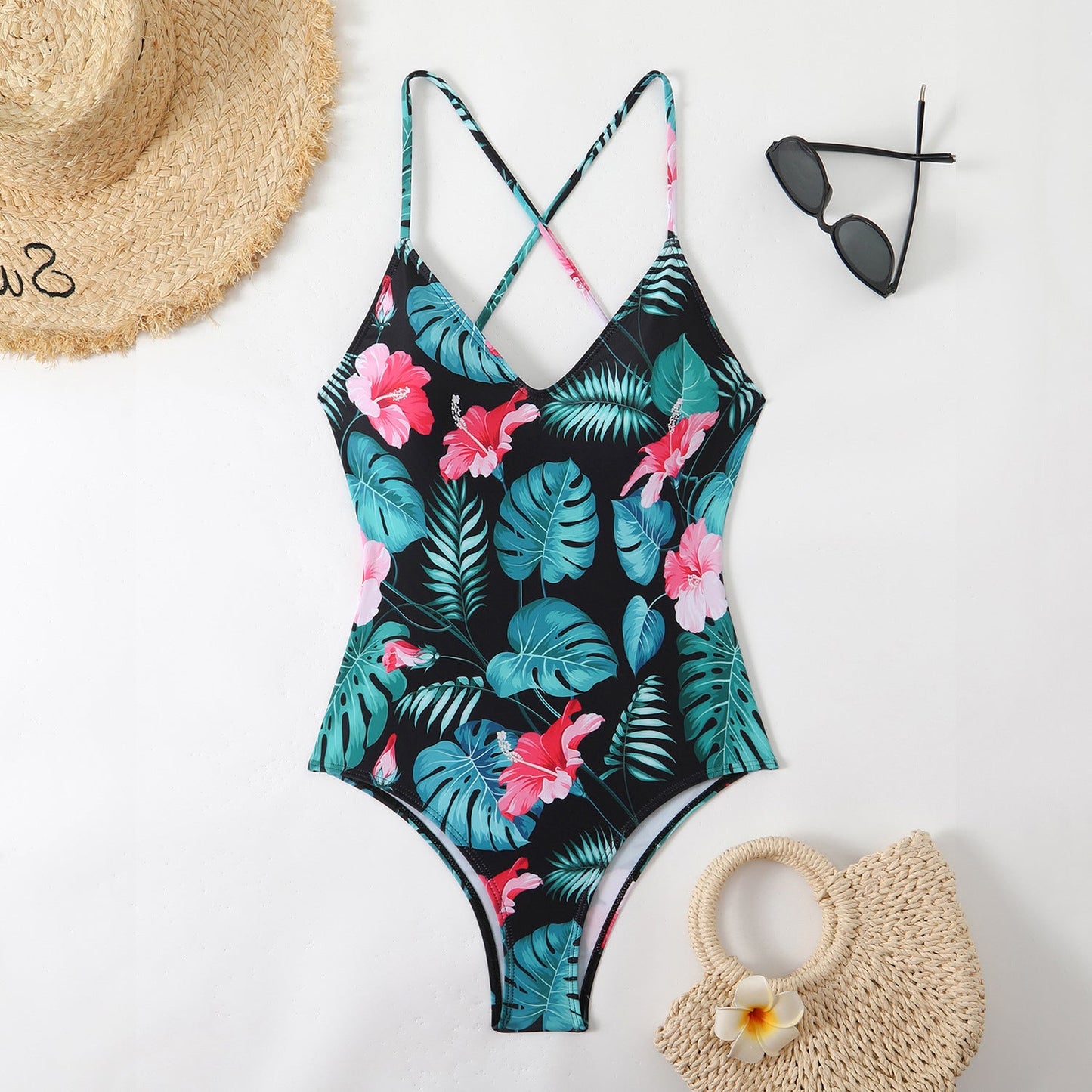 Maillot de bain femme Berg-feldt à motif floral et dos croisé