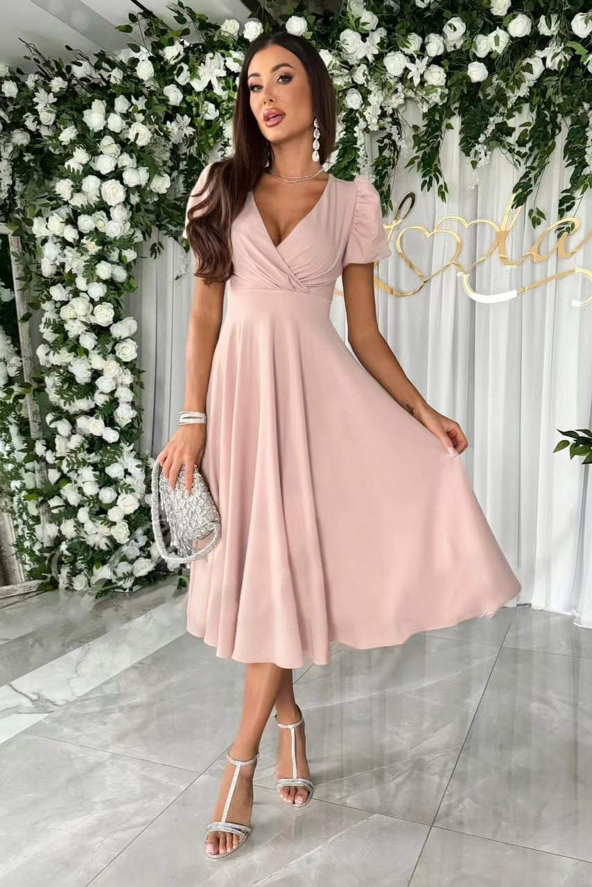 Elegantes A-Linien Damenkleid mit Wickel-Ausschnitt und raffinierten Blenden von berg-feldt