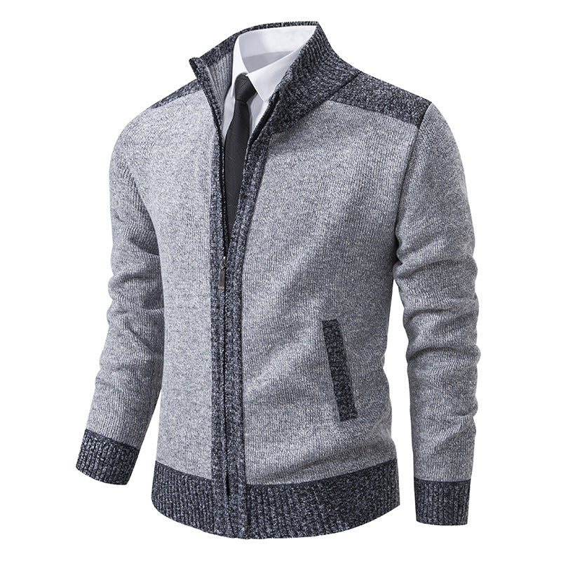 Herren gesteppte Strickjacke mit hohem Kragen und praktischen Taschen Berg-Feldt