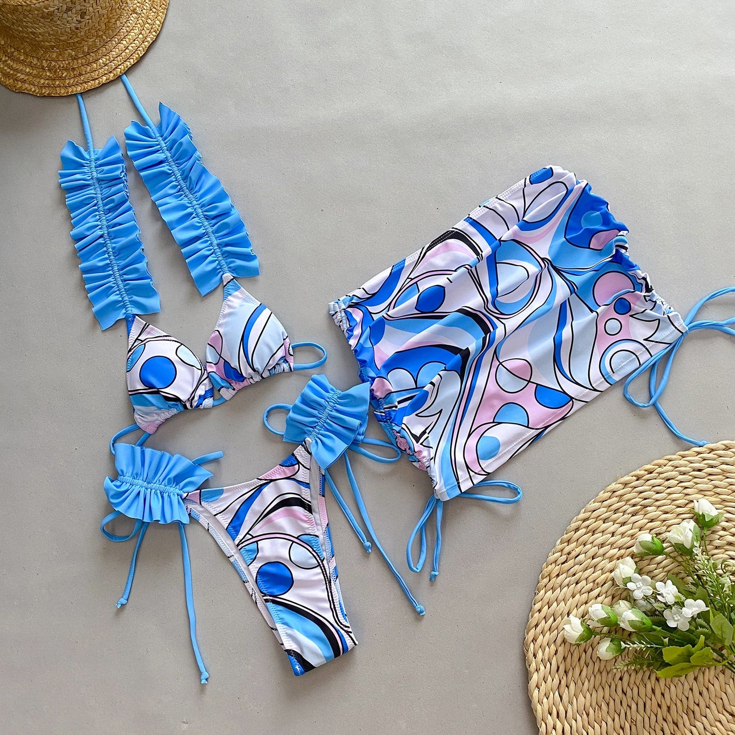 Haut de bikini raffiné à volants pour femme de berg-feldt