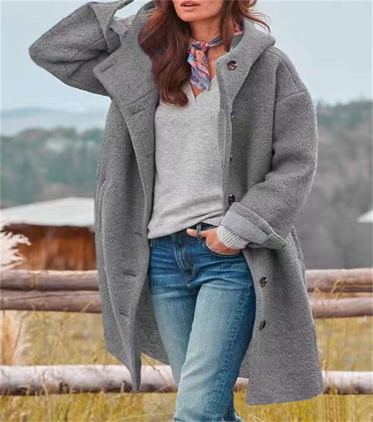 Damen Oversized Wollmantel mit sportlichem Schnitt und großen Taschen Berg-Feldt