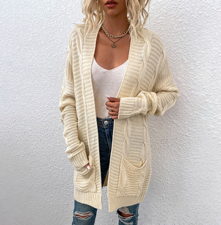 Damen Grobstrick-Cardigan mit großen Taschen und strukturiertem Design Berg-Feldt