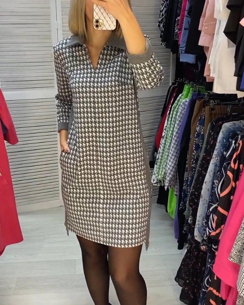 Robe Berg-Feldt pour femme avec motif pied-de-poule et poches latérales