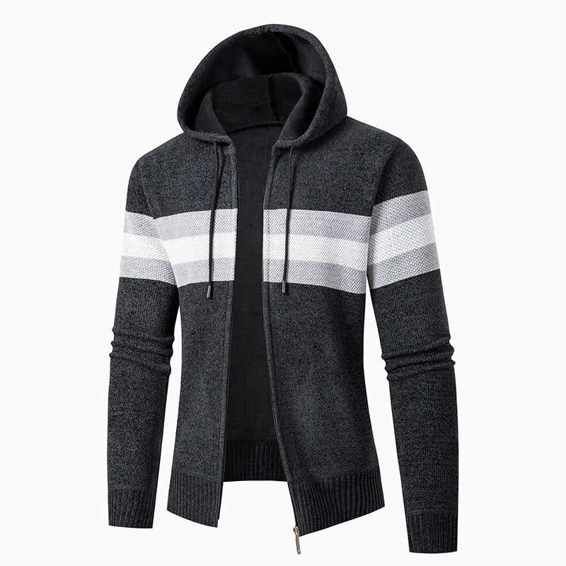 Cardigan décontracté à capuche pour homme avec rayures contrastées Berg-Feldt