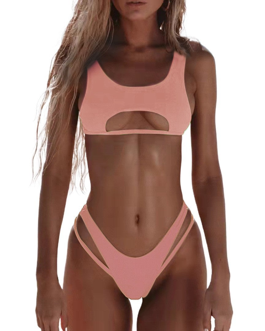 Haut de maillot de bain bikini taille haute à découpes Berg-feldt pour femme