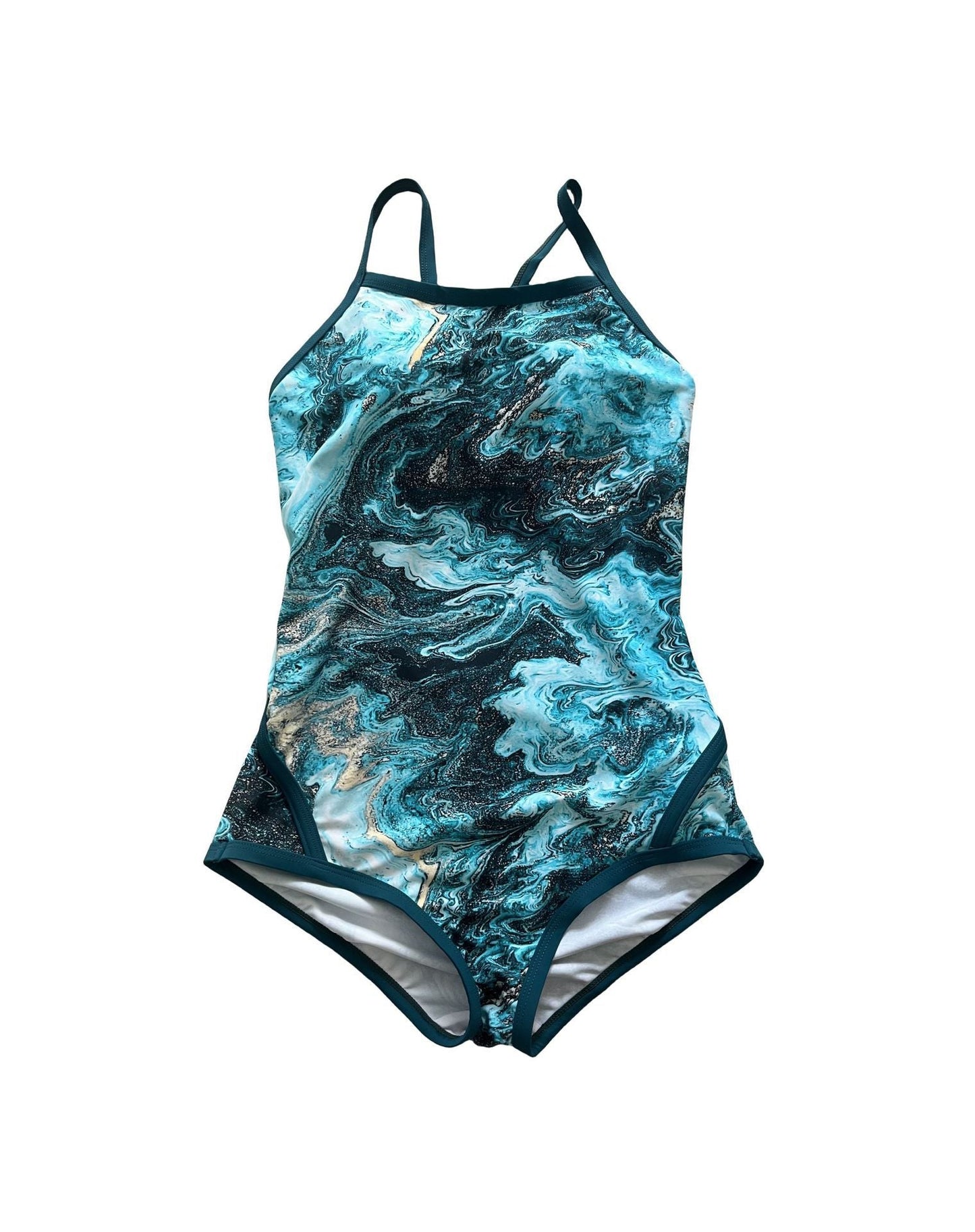 Maillot de bain une pièce taille haute à motif tourbillonnant berg-feldt pour femme