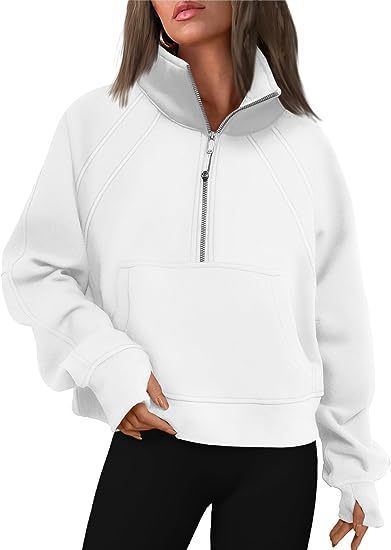 Pull-over douillet demi-zippé à capuche et poche kangourou Berg-Feldt pour femme