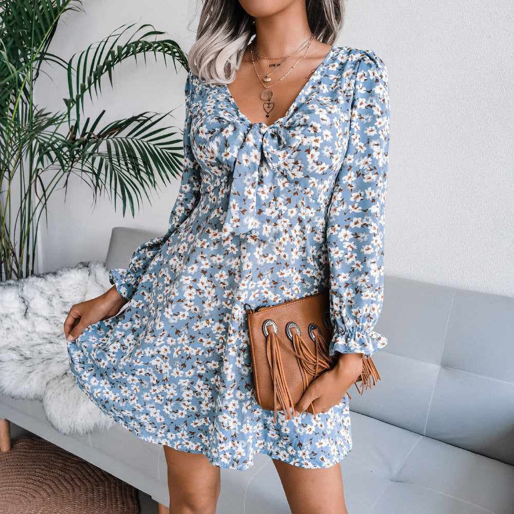 Mini-robe bohème pour femme avec nœud de berg-feldt