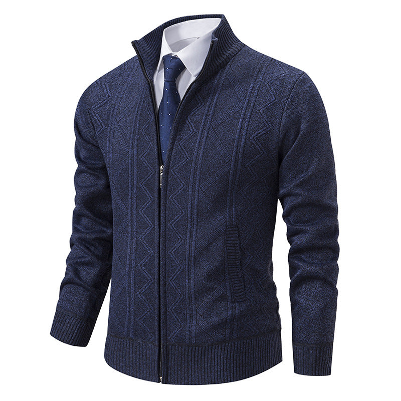 Cardigan pour homme en tricot torsadé moderne avec col montant Berg-Feldt