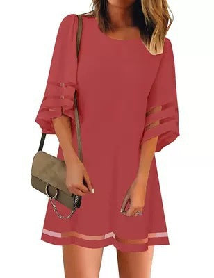 Robe cache-cœur Berg-Feldt pour femme, avec manches trompette et décolleté superposé