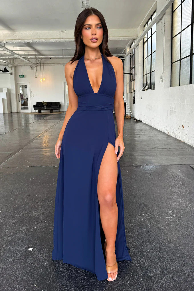 Robe longue pour femme avec décolleté en V profond et fente élégante Berg-Feldt