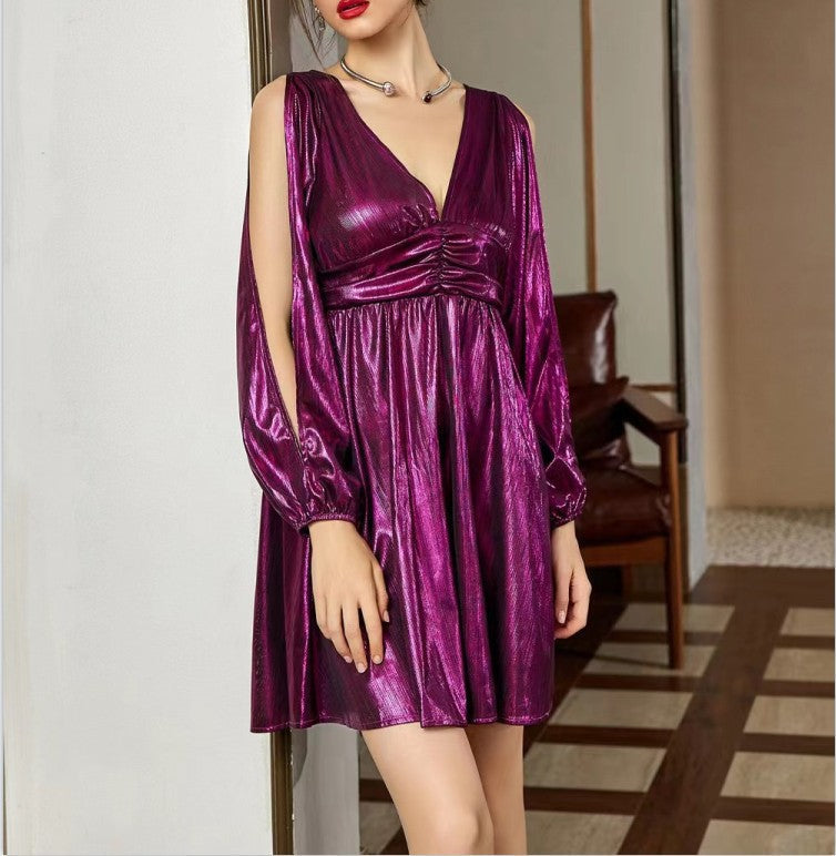Metallic A-Linie Damenkleid mit auffälligen Ärmeln von berg-feldt