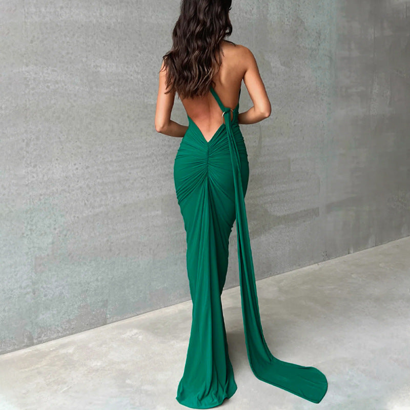 Robe longue asymétrique drapée élégante pour femme Berg-Feldt