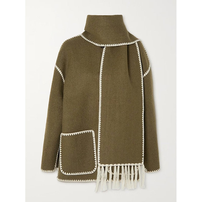 Damen Oversized Strickjacke mit Fransen und Taschen Berg-Feldt