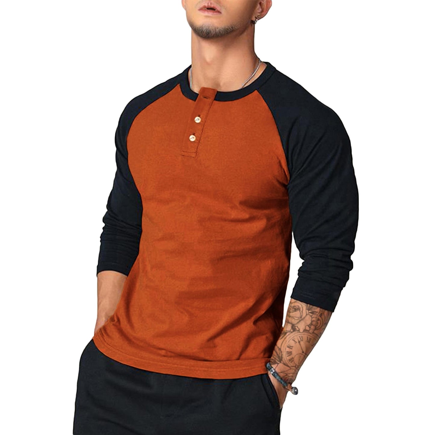 Henley à manches longues pour homme, avec manches contrastantes Berg-Feldt