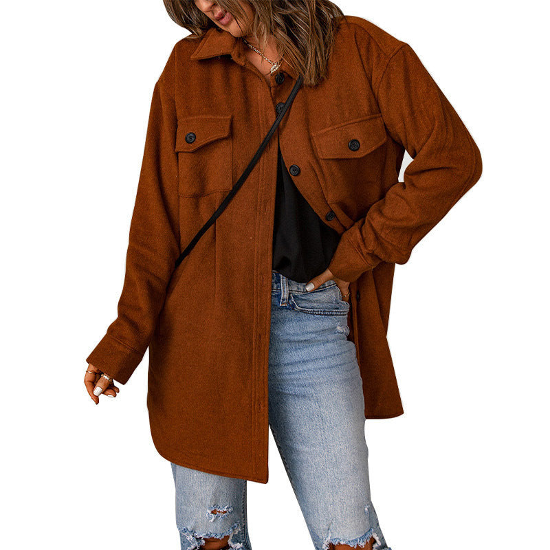 Chemisier-veste à manches longues grande taille pour femme avec poches plaquées fonctionnelles et coupe décontractée Berg-Feldt