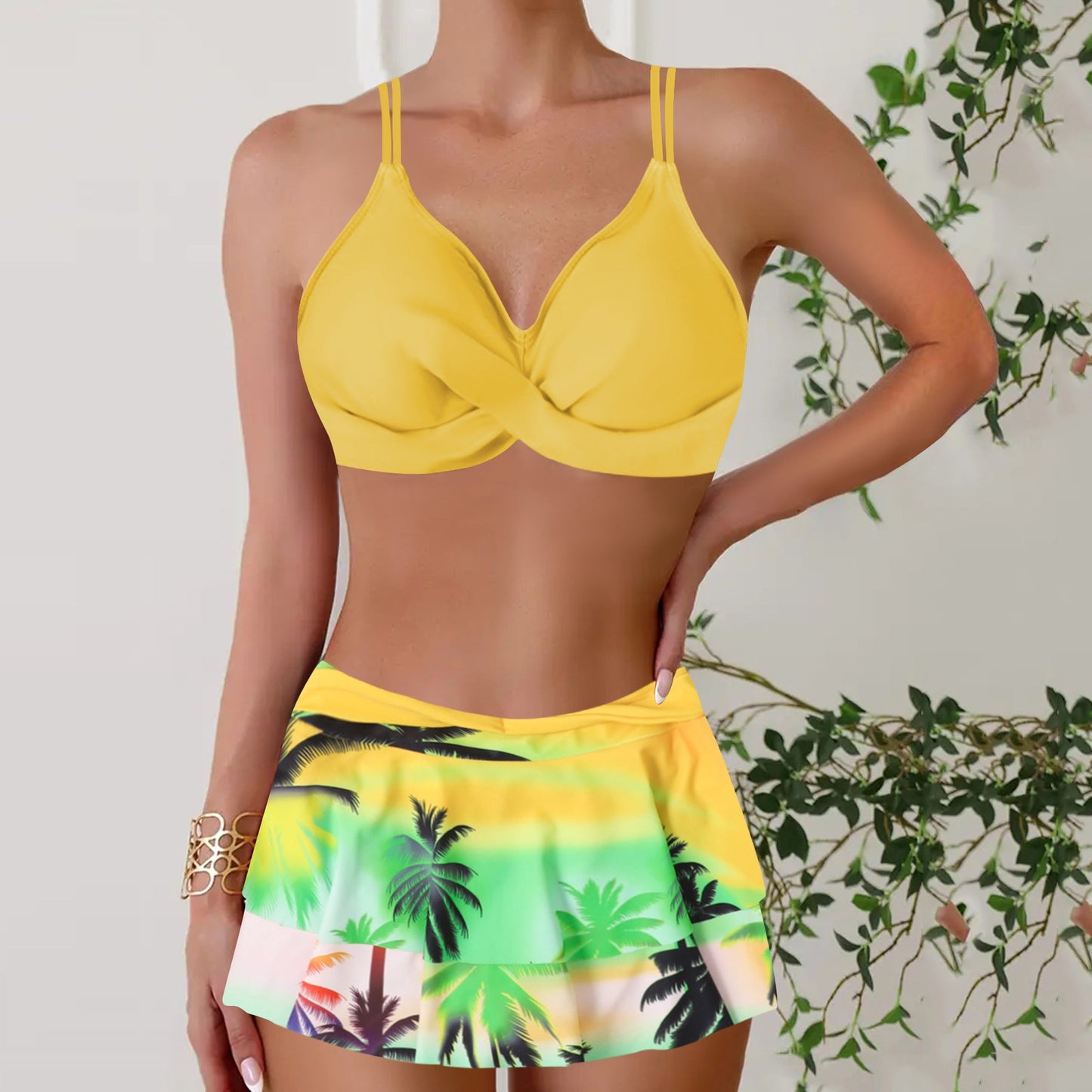 Jupe-culotte sport à imprimé tropical et haut élégant par berg-feldt pour femmes