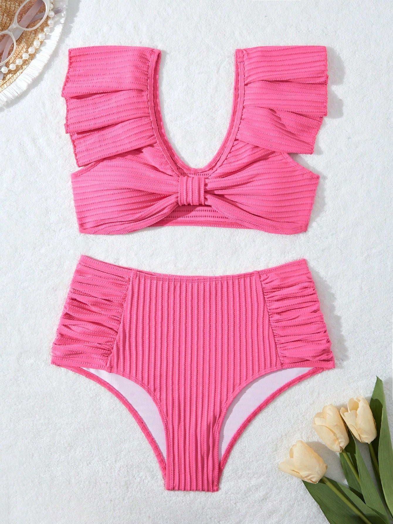 Ensemble de bikini taille haute avec haut à volants pour femme berg-feldt