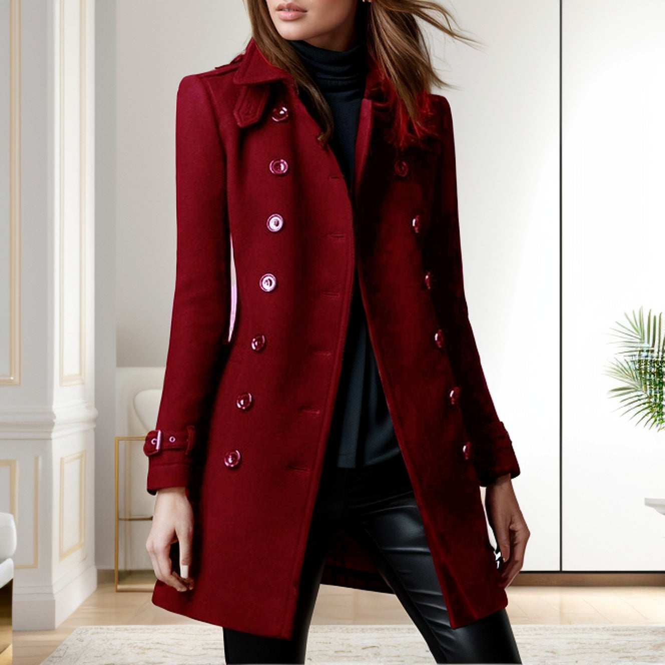 Trench-coat élégant pour femme à double boutonnage et col montant Berg-Feldt