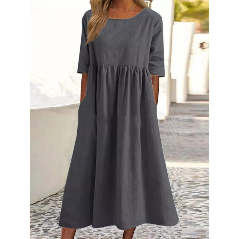 Robe en coton et lin par Fudus : Ample, longue, unie