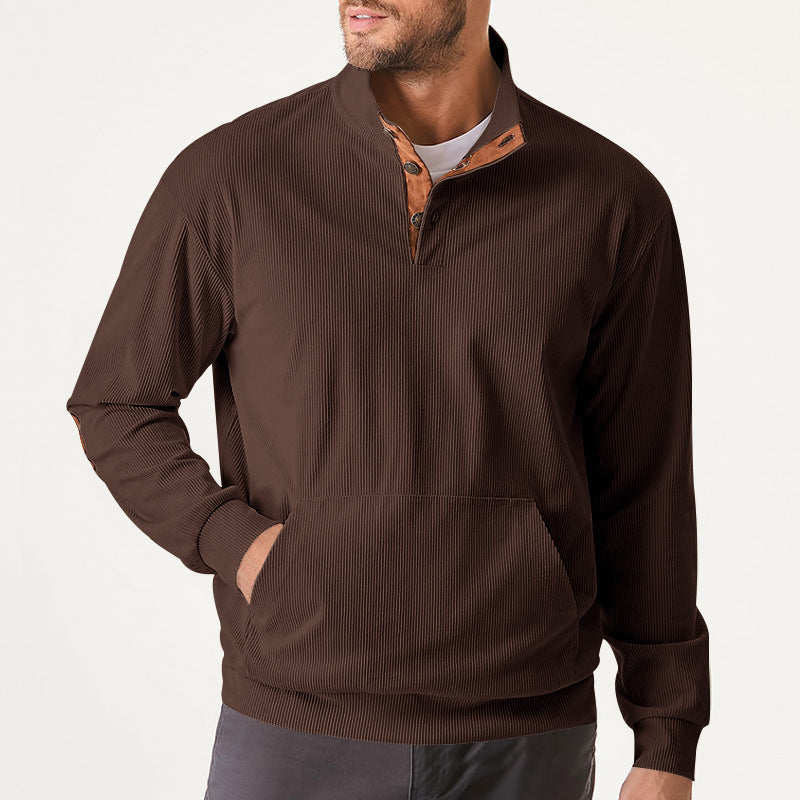 Herren hochfunktioneller Sweatpullover mit Stehkragen und praktischer Kängurutasche Berg-Feldt