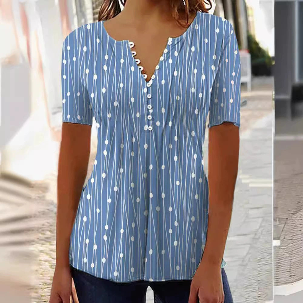Elegante Damenbluse mit modischem Punktmuster und Knopfleiste von berg-feldt