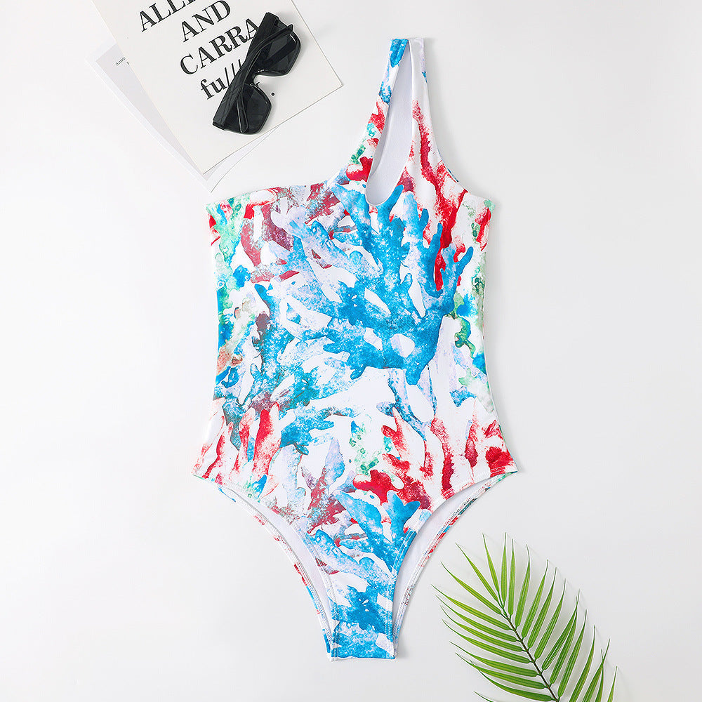 Maillot de bain femme Berg-Feldt à imprimé graphique et design asymétrique à une épaule