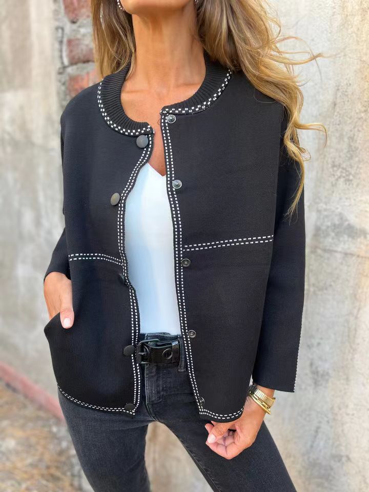 Cardigan ample à boutons et coutures décoratives pour femme Berg-Feldt