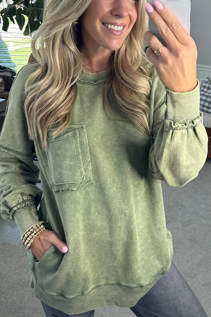 Sweat-shirt décontracté oversize pour femme avec détails à volants Berg-Feldt
