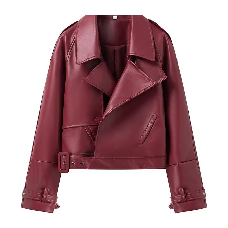 Blouson biker court en similicuir avec boutons décoratifs par berg-feldt