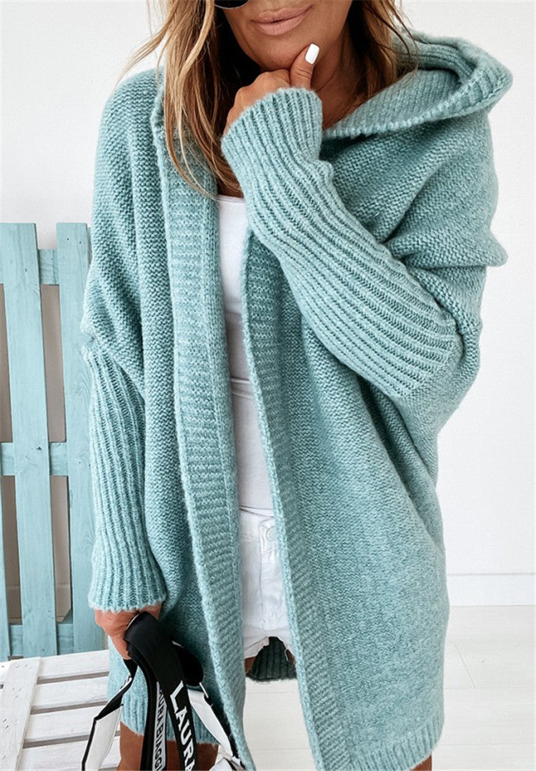 Damen-cardigan en maille confortable avec capuche et manches larges Berg-Feldt