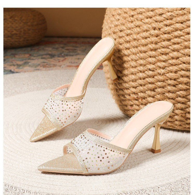 Mules à talon élégantes pour femme avec strass et bout ouvert, par berg-feldt