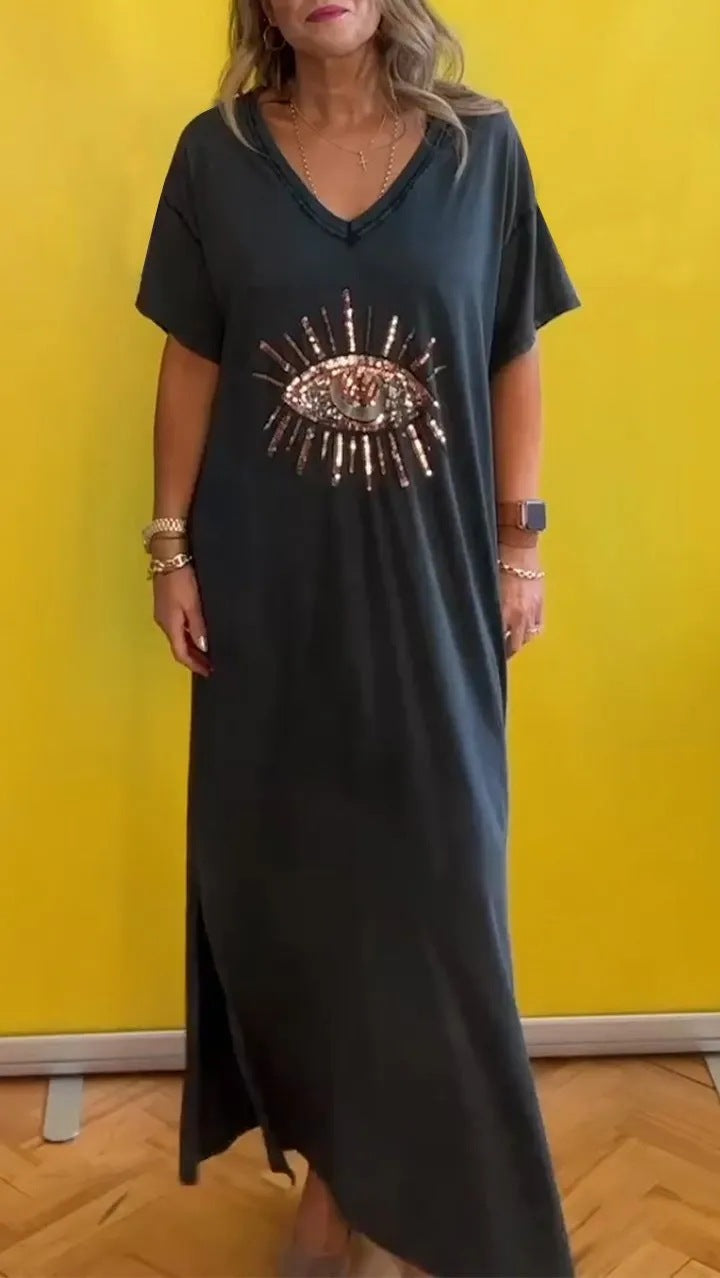 Außergewöhnliches Damen Freizeitkleid mit Paillettenmotiv von berg-feldt