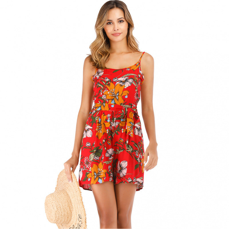 Robe femme Berg-Feldt à motif floral, fines bretelles et ceinture à nouer