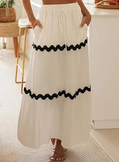 Robe mi-longue pour femme Berg-Feldt avec taille élastique et volants