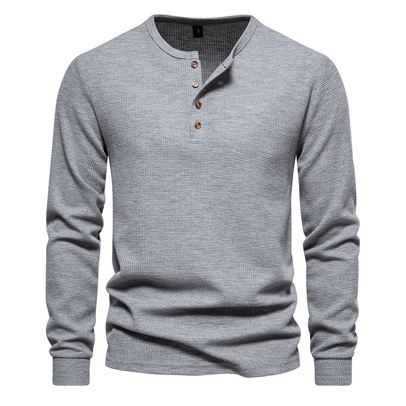 Herren Langarmshirt mit Knopfleiste und strukturiertem Design Berg-Feldt