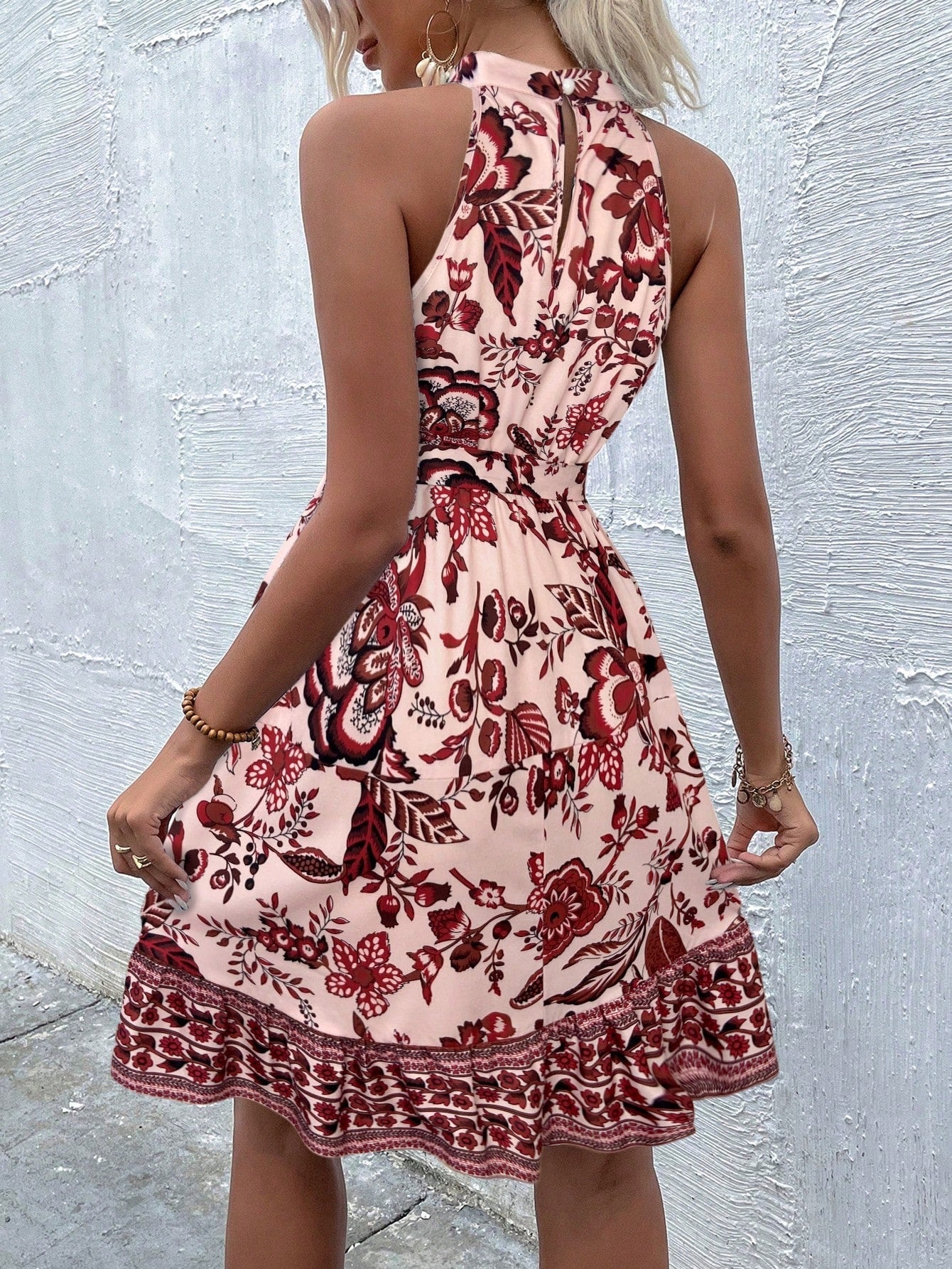 Damen Sommerliches Kragenkleid mit floralem Design und Bindegürtel Berg-Feldt
