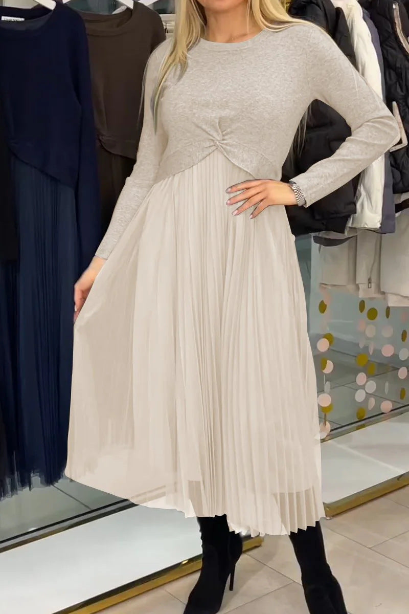 Robe midi plissée et élégante pour femme avec nœud, de berg-feldt