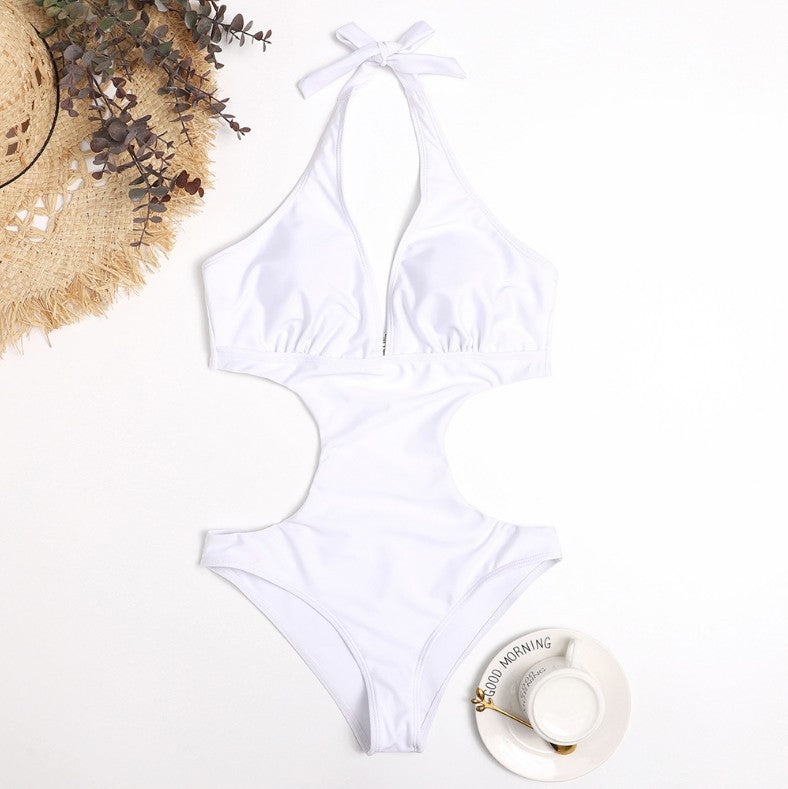 Maillot de bain femme Berg-Feldt avec découpes, licou réglable et col en V plongeant