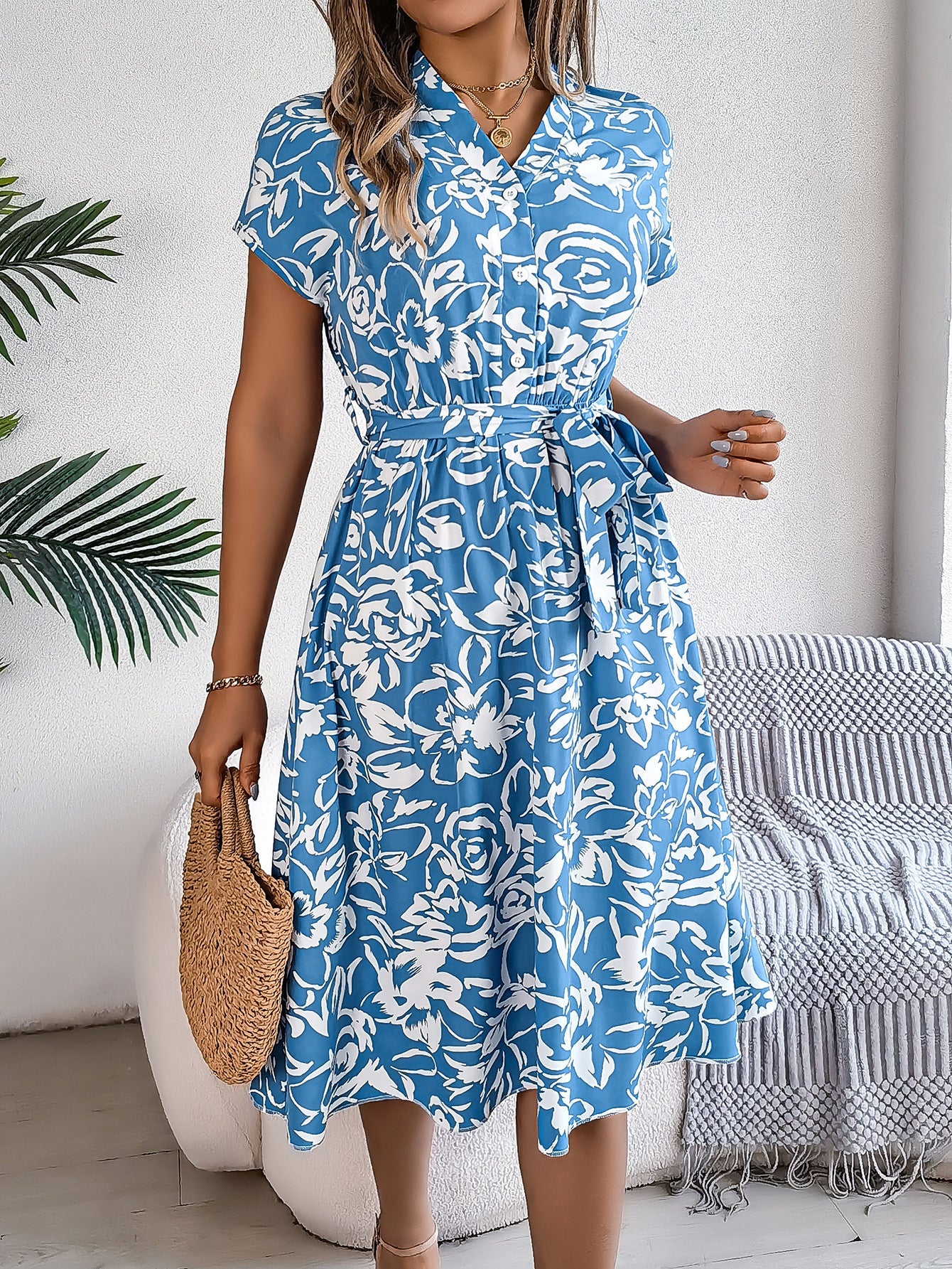 Robe fleurie pour femmes avec ceinture de berg-feldt