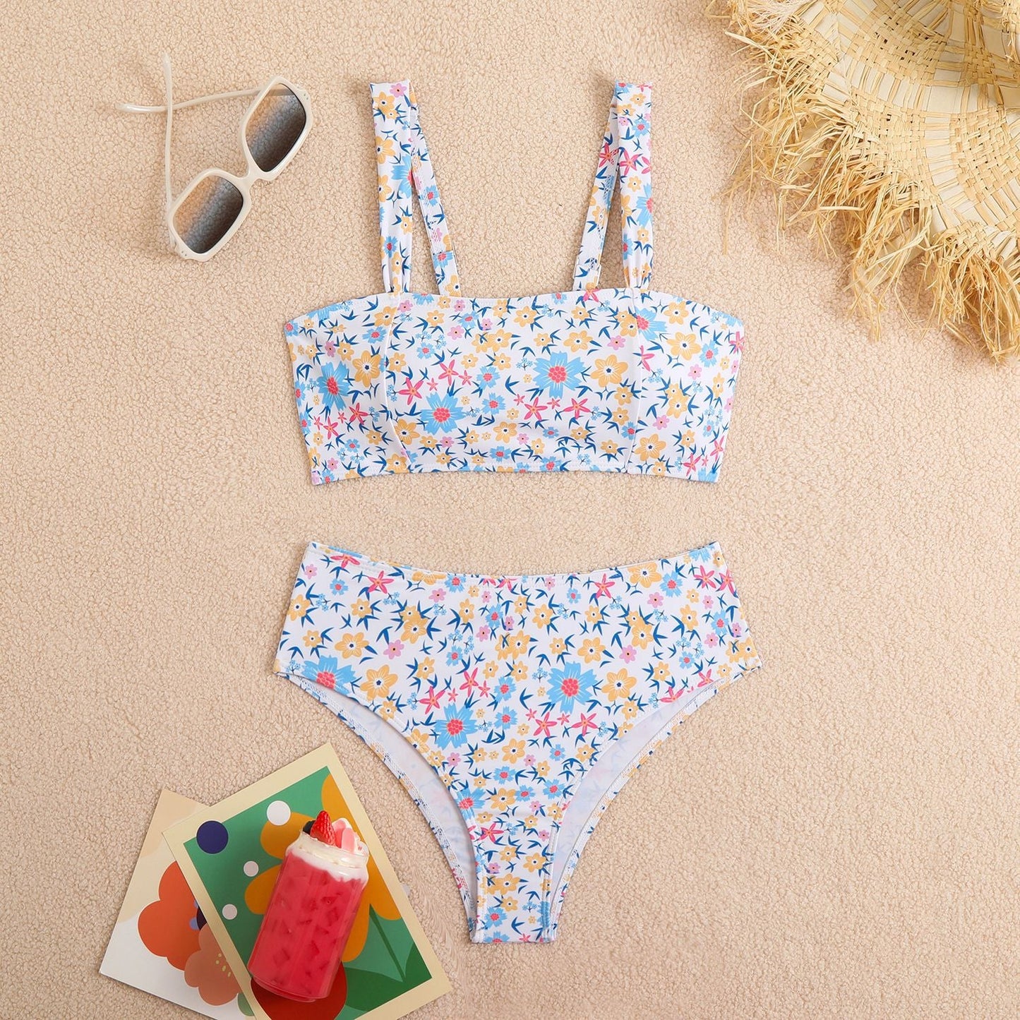 Berg-feldt Ensemble de bikini pour femme, motif floral, taille haute (1750313555)