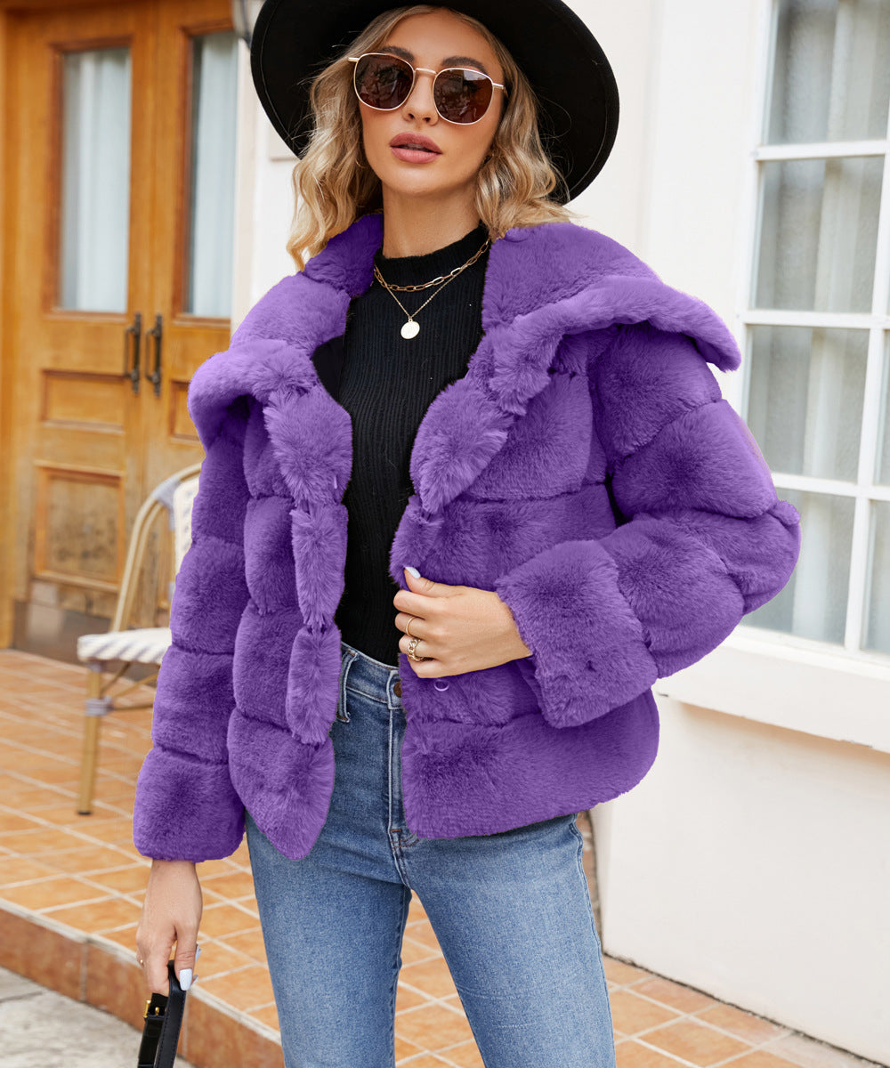 Damen Fleece-Puffjacke mit Kapuze Berg-Feldt