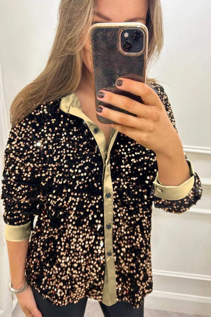 Blouse à paillettes scintillantes pour femme avec col classique Berg-Feldt