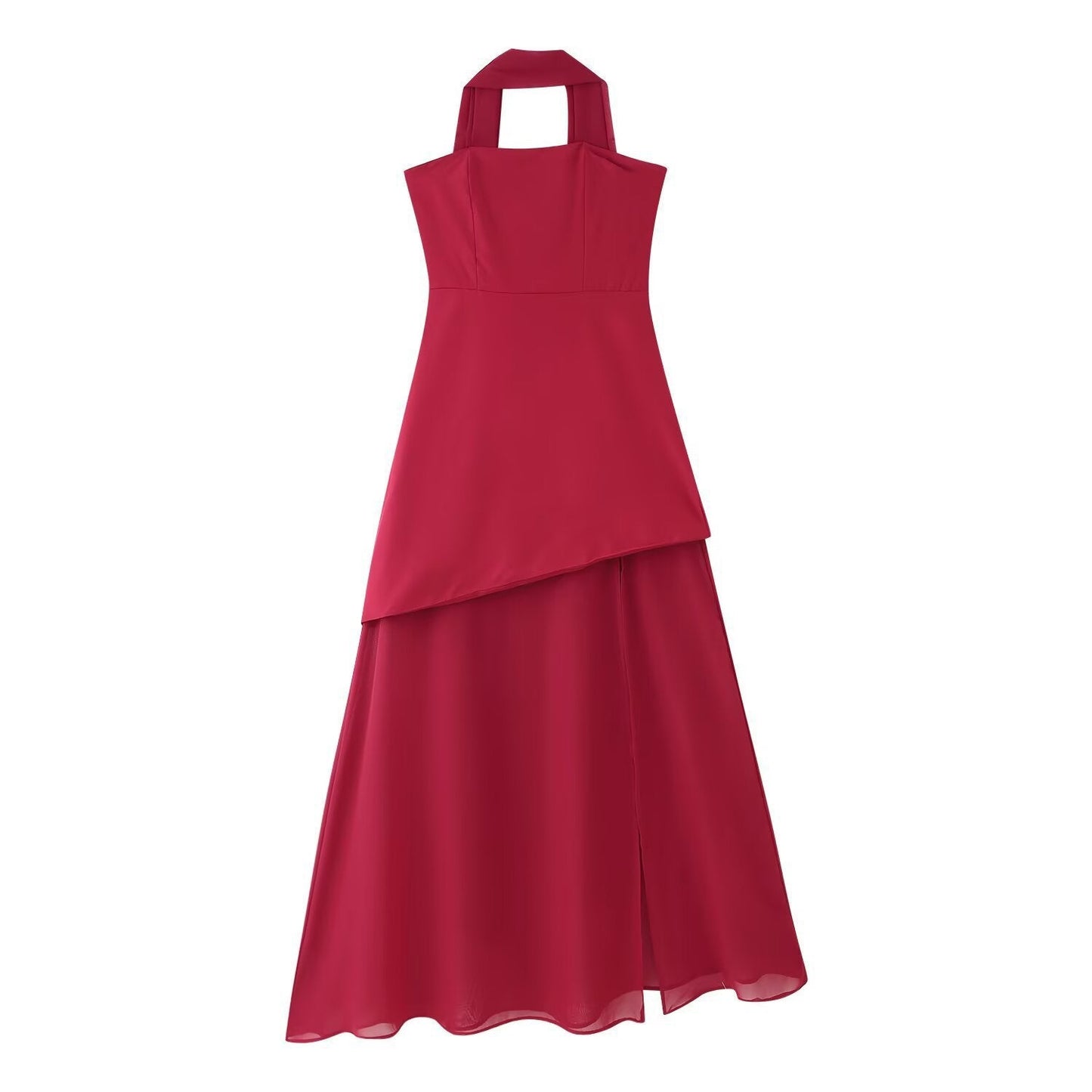 Elegantes Maxikleid für Damen mit Neckholder-Ausschnitt und asymmetrischem, drapiertem Saum von berg-feldt