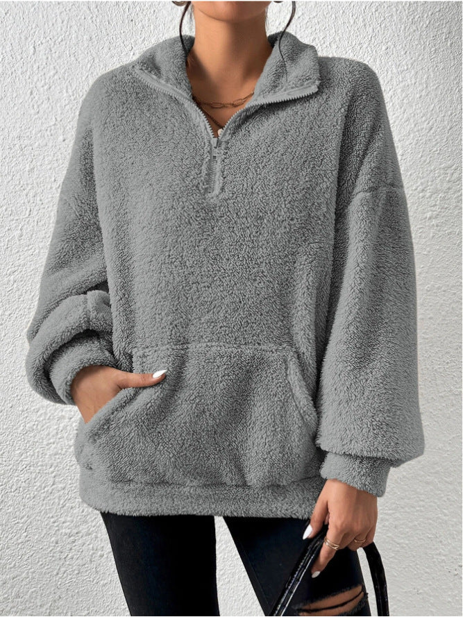 Pull polaire douillet à col montant et poches chauffe-mains Berg-Feldt pour femme