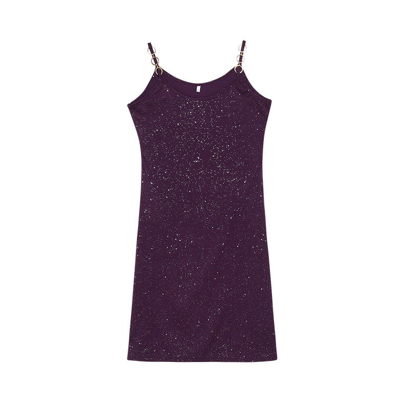 Robe courte Berg-Feldt pour femme, à bretelles spaghetti et tissu brillant