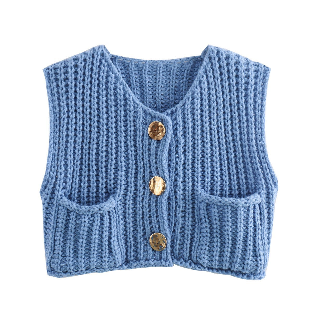 Damen modische Strickweste mit Knopfdetails und aufgesetzten Taschen Berg-Feldt
