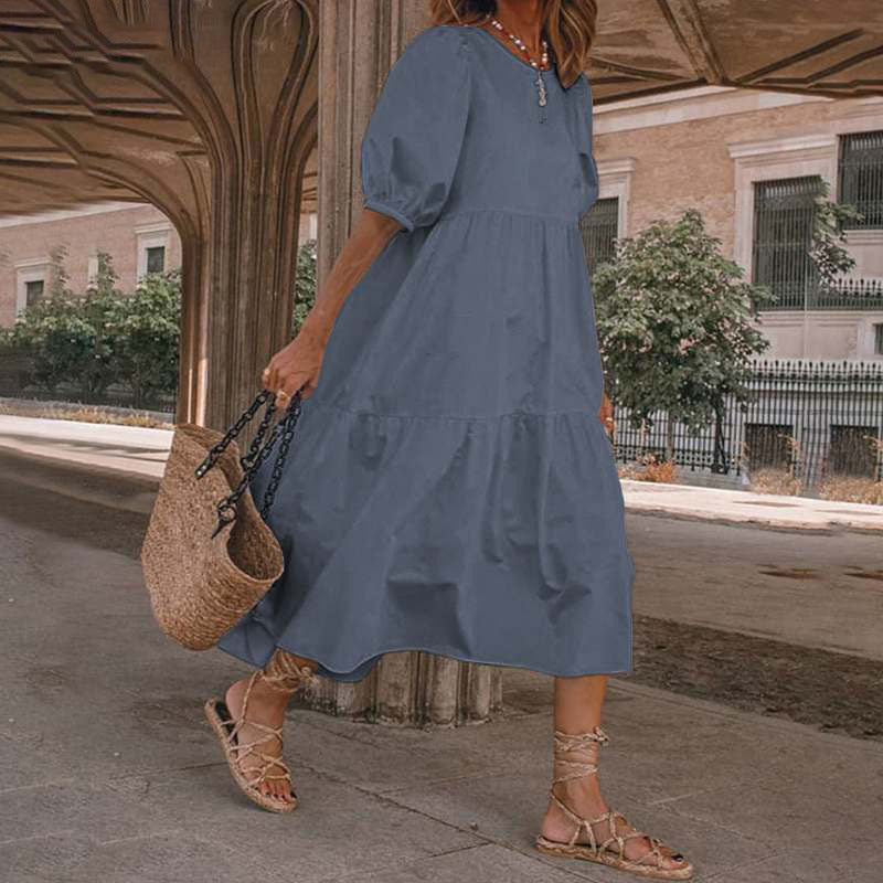 Robe longue pour femme : fluide, cintrée, à volants de berg-feldt