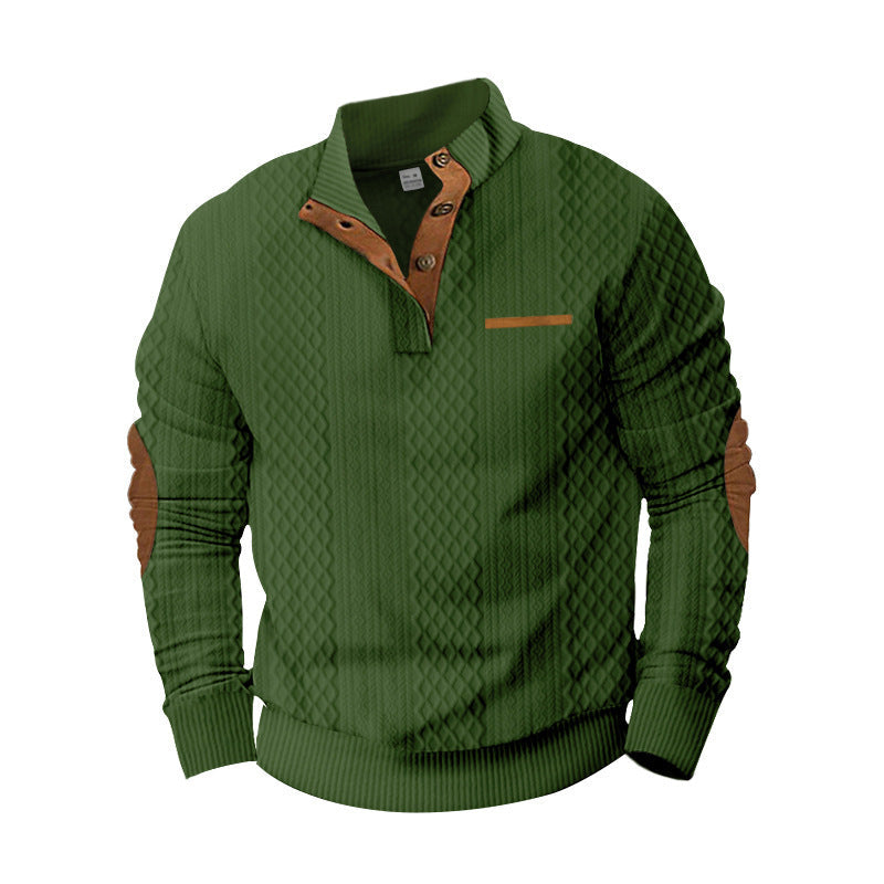 Pull-over tricoté confortable pour hommes avec motif texturé et applications élégantes Berg-Feldt